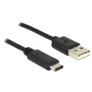 Cablu USB Type-C 2.0 tata catre USB 2.0 type-A tata, lungime 1 m, negru, Delock 83600